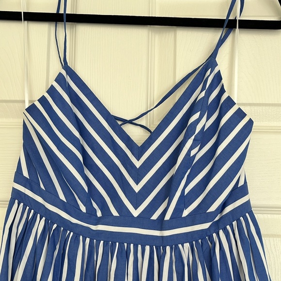 J.Crew Long Drapey Spaghetti-strap Maxi in White Blue Stripe Dress - Picture 7 of 13